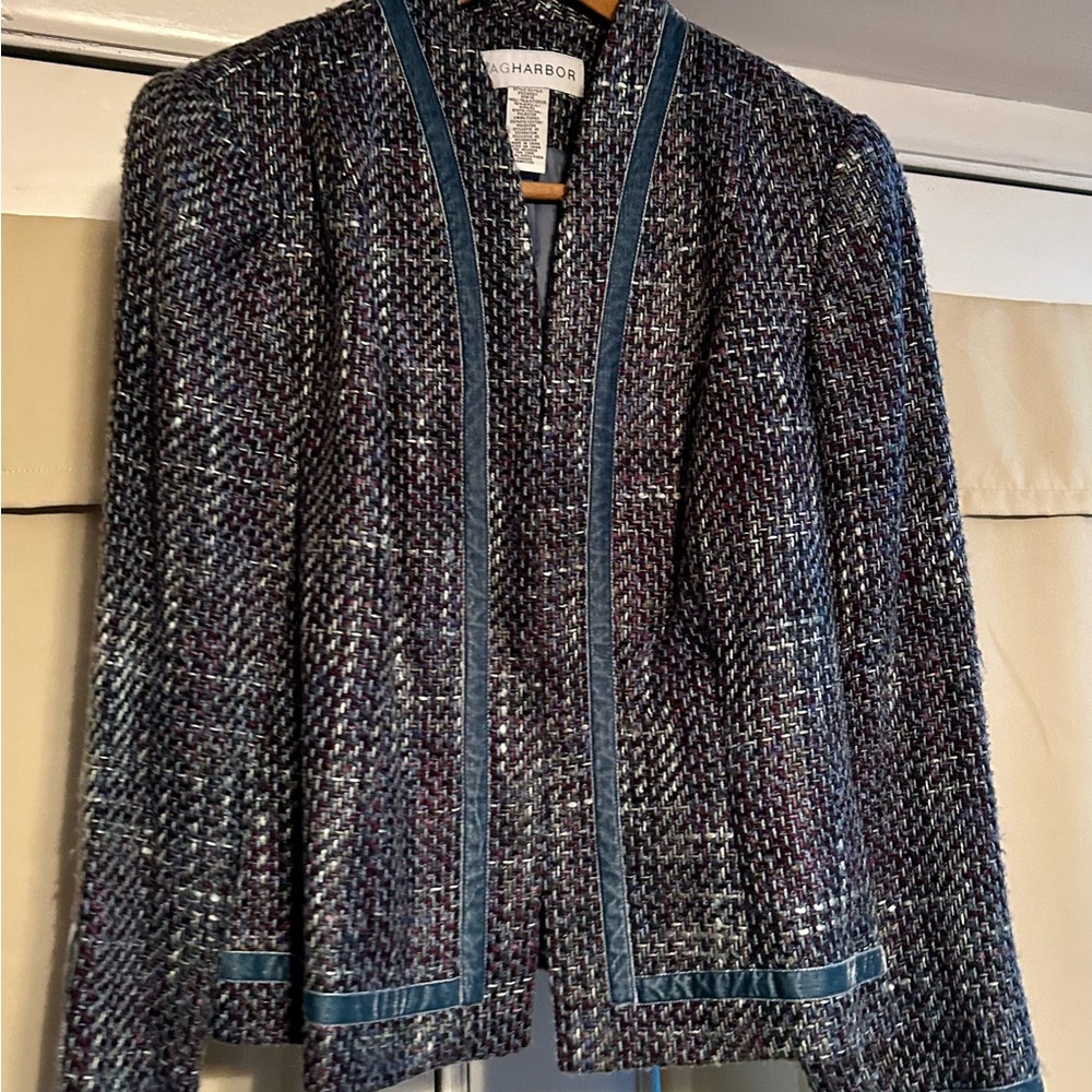 Sag Harbor Women's Blue Tweed Jacket size 12
